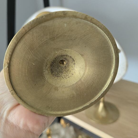 Brass Candlestick Mcm Lot Of 2 - Picture 8 of 10